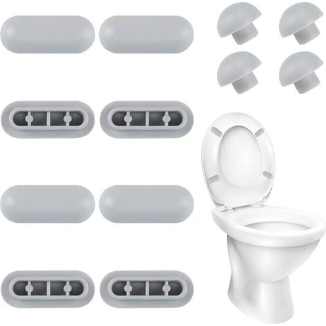 Gommini per sedile WC, gommini per sedile WC, cuscinetti in gomma per coperchio e sedile WC (100) (1/4)