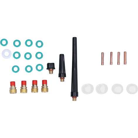 Set mit 26 WIG-Brennerzubehörteilen, Gaslinse, Glasbecher, Schweißwerkzeugen für DB SR WP 9 20 25. (1/5)
