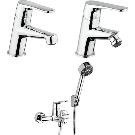 Set Rubinetti Piralla per lavabo e bidet con scarico automatico e vasca serie Attila cromato (1/5)