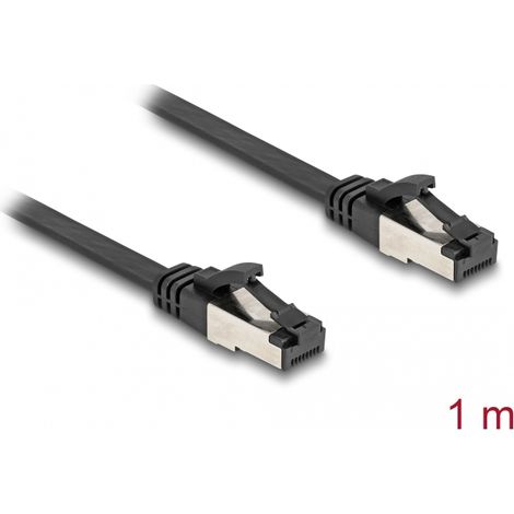 Delock rj45 flachband cable de red macho a macho cat.8.1 flexibel 1 m negro