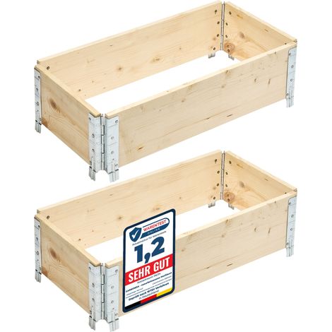 Garronda Carré Potager modulable en Bois Naturel 80x40x20 cm – Jardinière extérieure en palettes, empilable et Pliable, pour Jardin, Plantes, Fleurs, Herbes, Fruits et légumes GD-0141, 2 pièces