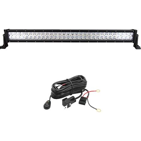 Barre lumineuse de travail à LED, double rangée, voiture tout-terrain, 180 W avec kit de fils (1/2)
