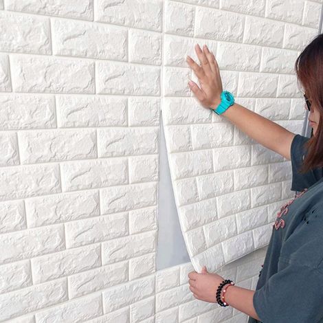 Paneles de pared autoadhesivos 3D con diseño de ladrillo, 10 unidades. (1/5)