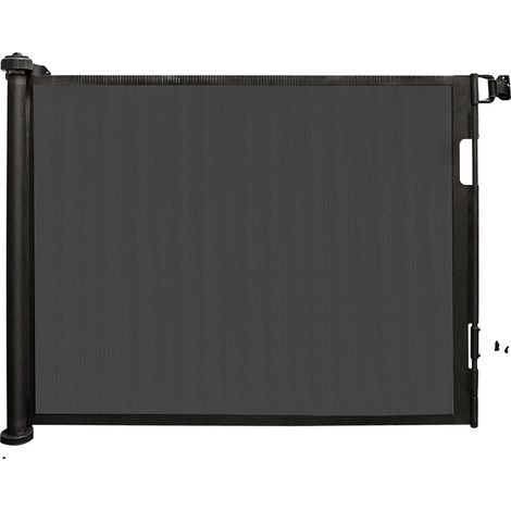 Barrera de seguridad retráctil, apertura con una sola mano, 150 cm, color negro. (1/2)