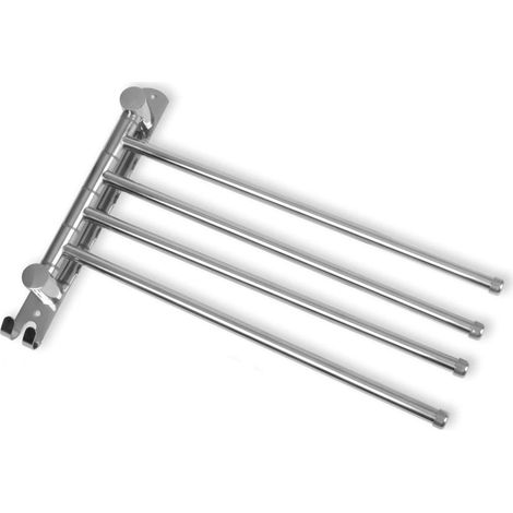 1 Porte-serviettes,Acier inoxydable,4 bras pivotants,Rotation 180°,Finition brossée,Salle de bain,Cuisine (1/5)