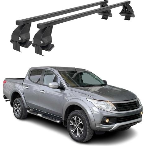 OMAC Dachträger Querträger Stahl für Fiat Fullback 2016-2019 – Abschließbar – City-Crash-getestet – DIN 75302:2019 – ISO/PAS 11154:2006 – Max. 50 kg Schwarz (1/5)