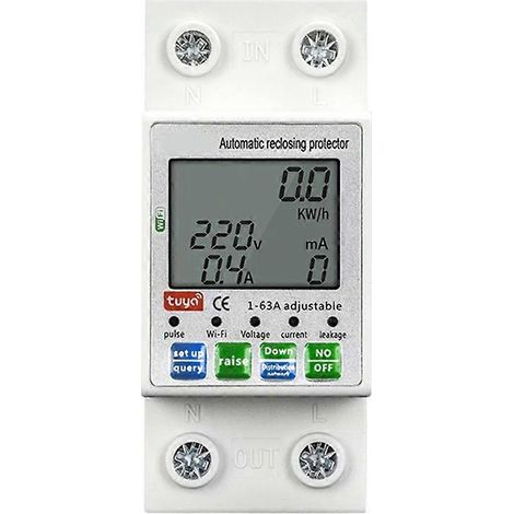 Compteur d'énergie Tuya 63A 2P WIFI, interrupteur de protection contre les surtensions et les sous-tensions, circuit d'alimentation intelligent (1/5)