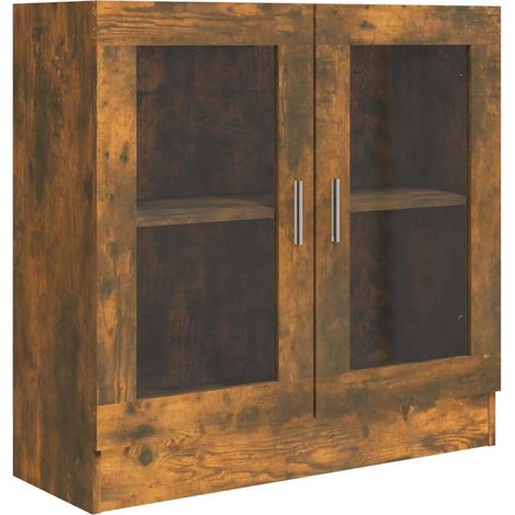 vidaXL Vitrine Cabinet Smoked Oak 82,5x30,5x80 cm Engineered Wood