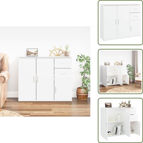 Aparador decorativo - vidaXL Aparador de madera contrachapada blanco 91x29,5x75 cm -