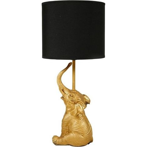 Lampe éléphant résine dorée (1/5)