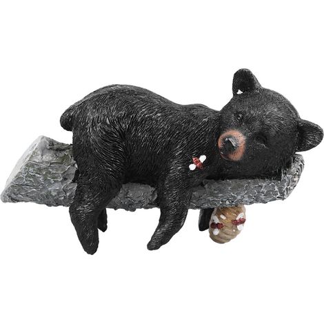 Figurine d'ours noir en résine, statuette d'animal amusante et mignonne pour la décoration de jardin. (1/5)