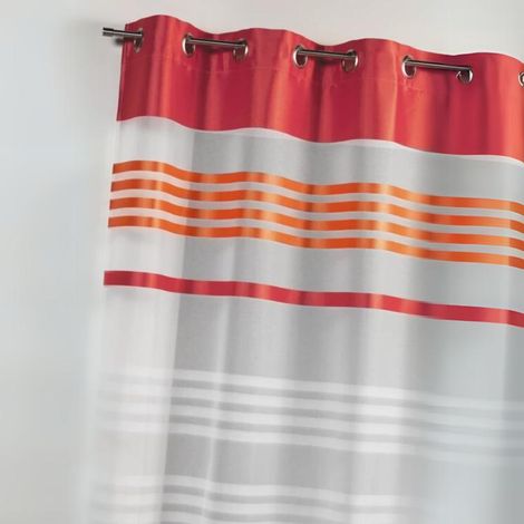 Voilage léger à rayures horizontales Orange corail 145x240 cm