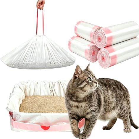 40 Litiere pour Chat xxl,Sac Litiere Chat avec Cordon de Serrage, Sacs Épais et Résistants Sac Poubelle,Sac a Litiere pour Chat,Litière pour Chats Résistant per Poubelle Litiere Chat,-910 x 450 mm (1/5)