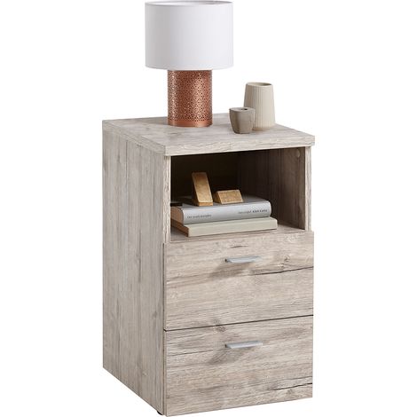 Nachttisch Nachtschrank in Eiche hell Nb. CERNA-10, auch für Boxspringbetten geeignet, B/H/T ca. 35/61,5/39,9 cm (1/4)