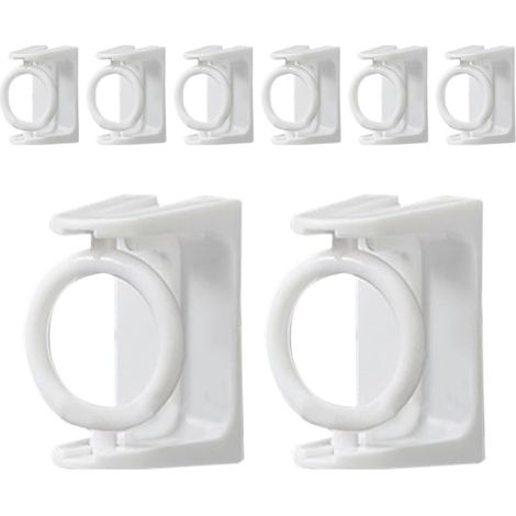 Lot de 8 supports de barre de douche rotatifs sans perçage, conception à double usage (plat et d'angle), en ABS blanc (1/5)