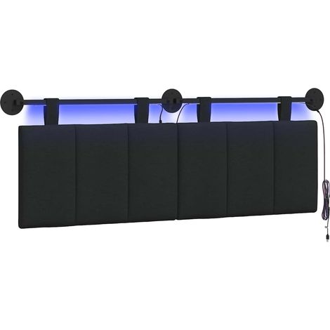 Maison Exclusive - Hängendes Kopfteil Mit LED Licht Schwarz Stoff (1/5)