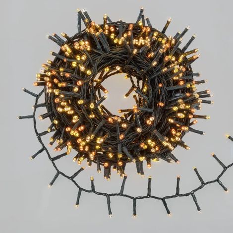 Guirlande compacte BOA 20,5m 1000 LED blanc chaud & ambré, câble vert, minuterie extérieur Lotti (1/4)