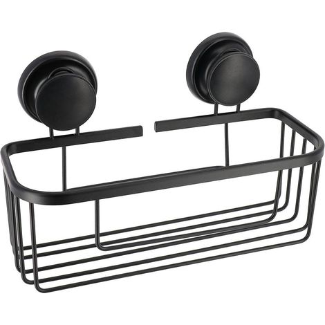 Cestino rettangolare in alluminio su ventose - nero - Tendance (1/2)