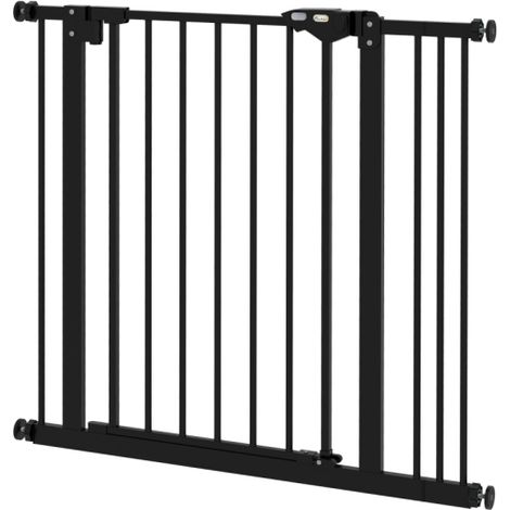 Cancello di sicurezza per animali domestici, recinzione di isolamento per animali, in metallo e plastica, 74-87 cm, nero, spedizione in loco. (1/5)