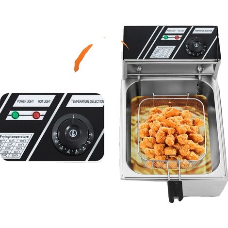 Freidora eléctrica, 2500 W de potencia, capacidad de 6 L, rango de temperatura de 60 a 200 ℃, resistente al agua IPX3, dimensiones 42,5 x 27,5 x 29 cm. (1/5)