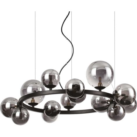 Ideal Lux PERLAGE Plafonnier rond à 14 lumières, globe, noir (1/5)