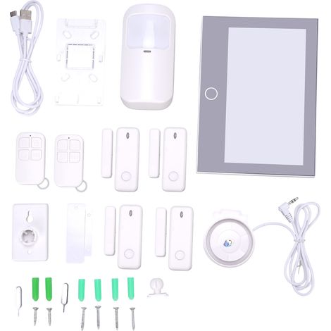Système d'alarme sans fil WiFi TY avec écran tactile 7 pouces, communication bidirectionnelle, capteurs porte et mouvement inclus (1/5)
