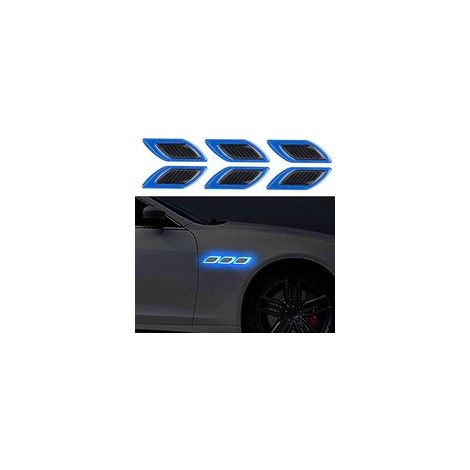 6 PCS Autocollant 3D à Bandes réfléchissantes, Autocollant réfléchissant pour Capot de Voiture,Autocollants réfléchissants à Haute intensité pour la visibilité de Nuit pour Voiture SUV (Bleu)