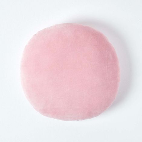 HOMESCAPES Pink Velvet Cushion, 40 cm Round