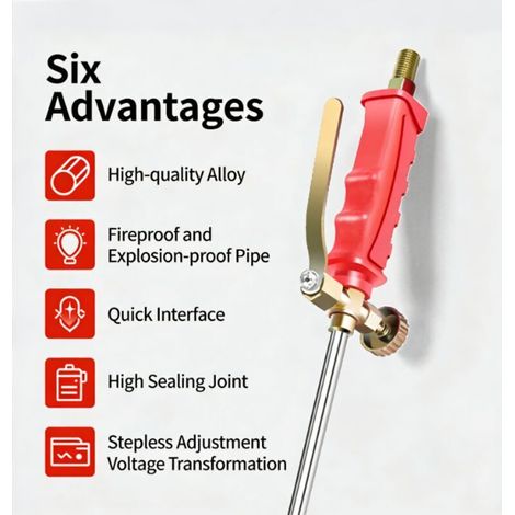 Pulvérisateur de désherbage/dégivrage portable au propane avec allumeur à bouton-poussoir et tuyau de 2 m (1/4)