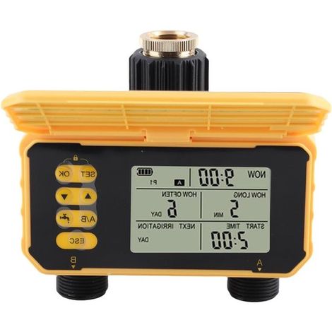 Temporizador de agua - Controlador de riego - Riego automático de jardín - Funcionalidad de sensor de lluvia - G3/4 - Negro (1/5)
