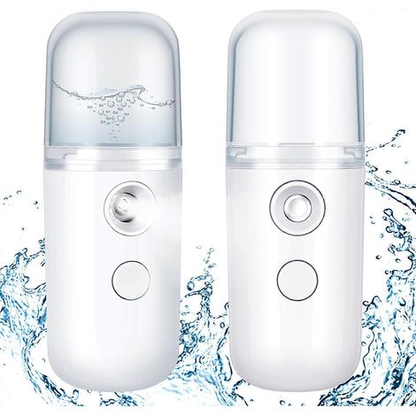 Lot de 2 mini humidificateurs de visage portables de 30 ml (blancs) (1/5)