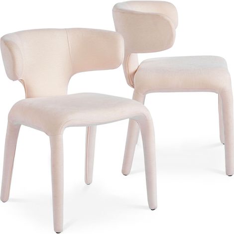 Lot de 2 chaises design dossiers arrondis Cotony Tissu Beige