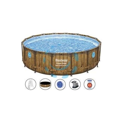 PISCINA POWER STEEL SWIM VISTA TONDA TELAIO PORTANTE CM.488X122H. - kg.80,6 -lt.19.480- filtro cartuccia (art.56725)