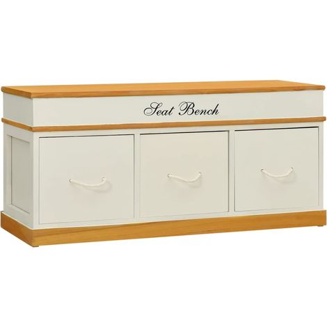 Banc banquette d'entrée de rangement à chaussures 100 x 35 x 45 cm bois de paulownia massif