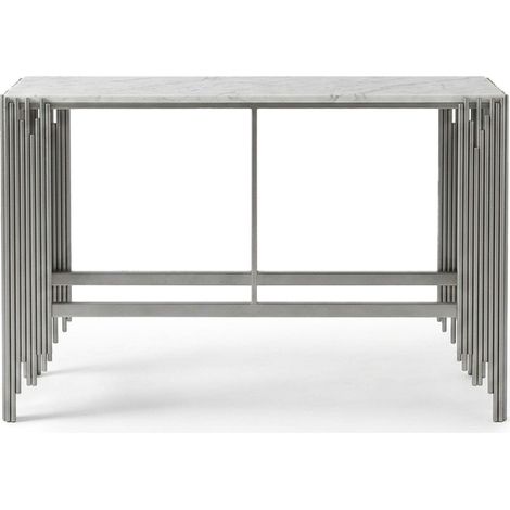 Console design Falbala Marbre Blanc et Métal Argent (1/4)