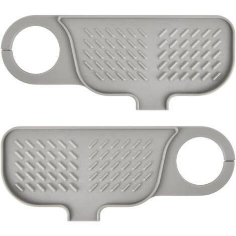 QORVA-Tapis de robinet, tapis d'évier, bac anti-goutte patchwork pour poignée de robinet, tapis de drainage de cuisine, protection anti-éclaboussures en silicone pour évier de cuisine (gris)