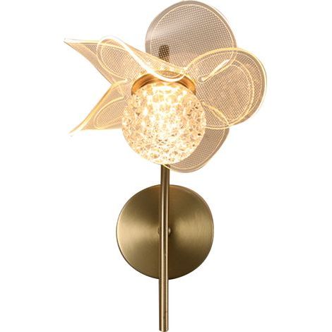 Floral Wall Light in Gold-Plated Steel, 32 x 20 x 20 cm, 6 W, 3 Color Temperatures (1/5)