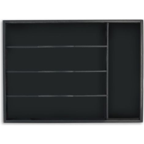 Portaposate a 5 scomparti pratico per cassetto 30 x 10 x 10 cm in bambù nero 130014701