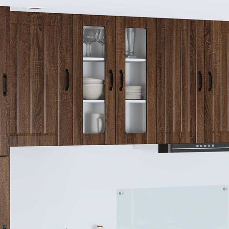 vidaXL Mobile in vetro da parete LUCCA Rovere Marrone 60 x 31 x 80 cm (1/5)