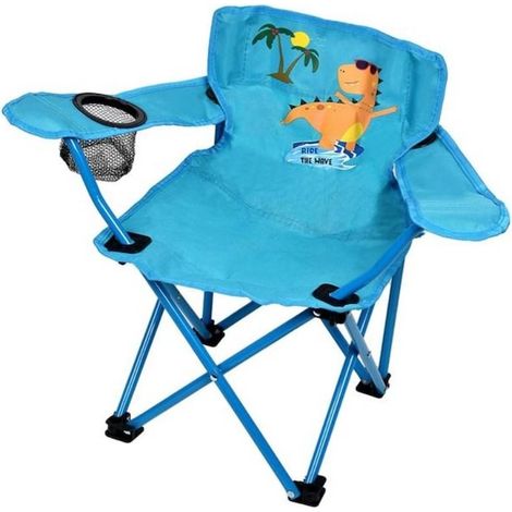 Chaise pliante pour garçon, motif dinosaure, bleue, camping, 33 x 31 x 48 cm (1/4)
