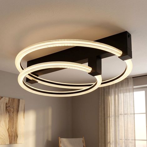 LED Deckenlampe Deckenleuchte Wohnzimmerlampe Aufbau Schwarz Metall L 58 cm (1/5)