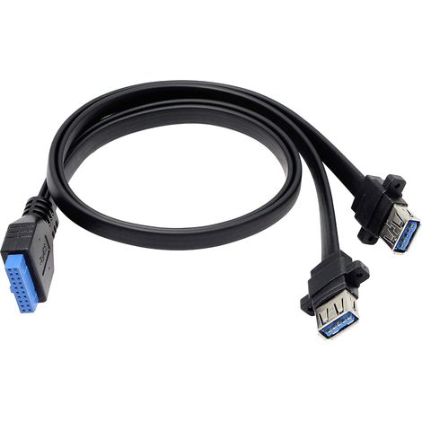 Câble Panneau USB 3.0 Carte mère câble 19/20 Broches vers Adaptateur répartiteur Femelle USB - 50 cm (1/5)