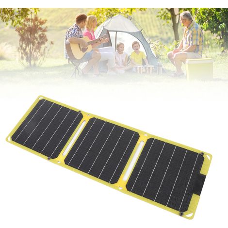 Panneau Solaire Portable 30W Mono-Cristallin Pliable Ultrafin pour Camping avec Double Type-C Charge Rapide pour Smartphone et Ordinateur - Jaune Fluorescent-AUTRES (1/5)