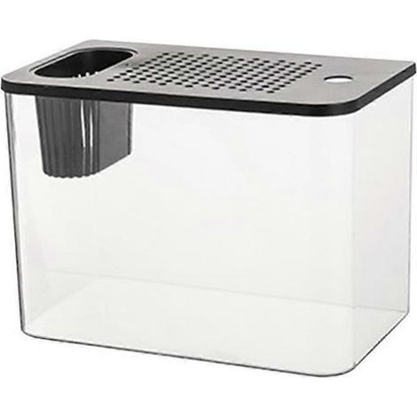 Aquarium transparent de bureau pour tortues, petit aquarium décoratif pour poissons, noir (1/5)