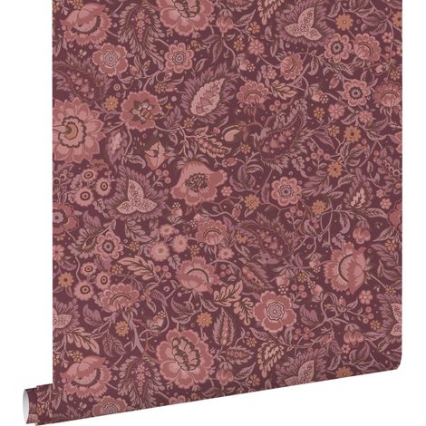 papier peint fleurs vintage violet foncé - ESTAhome (1/5)