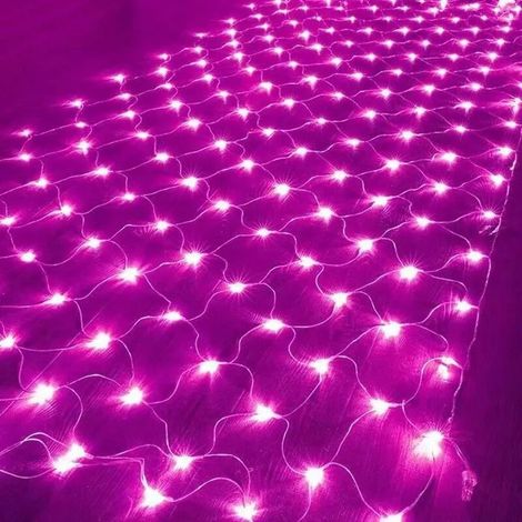 Guirlande lumineuse - 192 LED blanc chaud - 2 x 3 mètres - Étanche - Forme filet de pêche - Décoration de Noël extérieure - Rose (1/5)