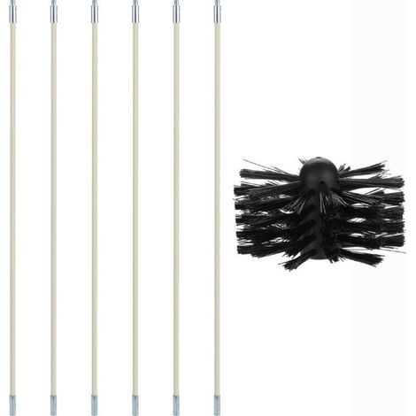 Brosse de ramonage, kit de nettoyage pour poêles à bois et à granulés comprenant 9 tuyaux en nylon, 1 tête de brosse et 1 tige hexagonale pour conduits d'évacuation de granulés – RAPANDA (1/5)