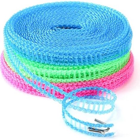 pièces - Corde à linge - Fil à linge - Corde à linge - 5M - bleu, vert, rose - plastique (1/5)