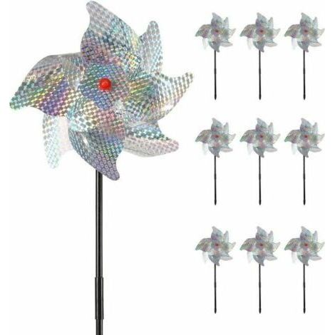 [JAMAIS UTILISÉ]Epouvantail et effaroucheur,Répulsif à Oiseaux (Lot de 10) 5020cm, Répulsif à Oiseaux Moulin à Vent Réfléchissant Effraye les Jardins, les Vergers, les Maisons, les Fermes - Plus Sûr e (1/4)