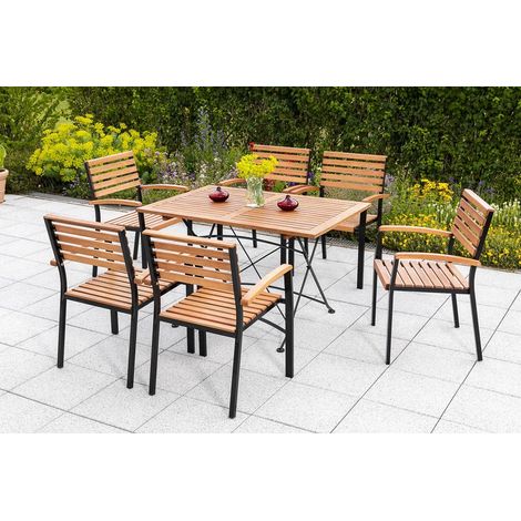 Schlossgarten Set 7tlg 6 Sessel Klapptisch 120x80cm